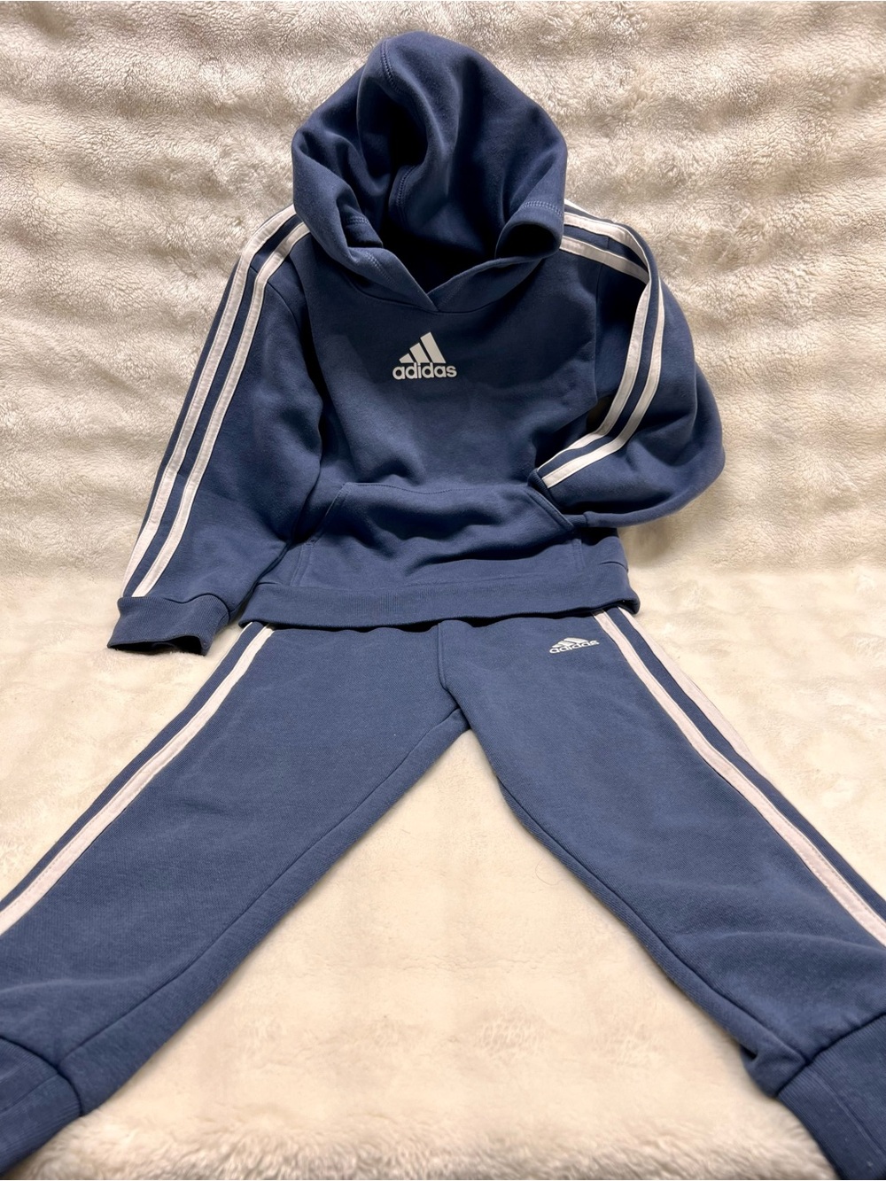 Adidas Gray-Blue color Kids Hoodie & Sweatpants Matching Set